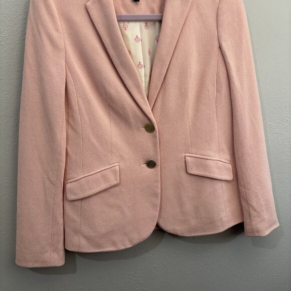Talbots Aberdeen Knit Blazer Lined Gold Buttons Pink Women 2 - Picture 4 of 10